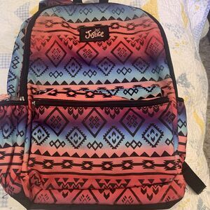 JUSTICE Multi Color Geometric Tribal Ombre Backpack Girls Adjustable Zippers
